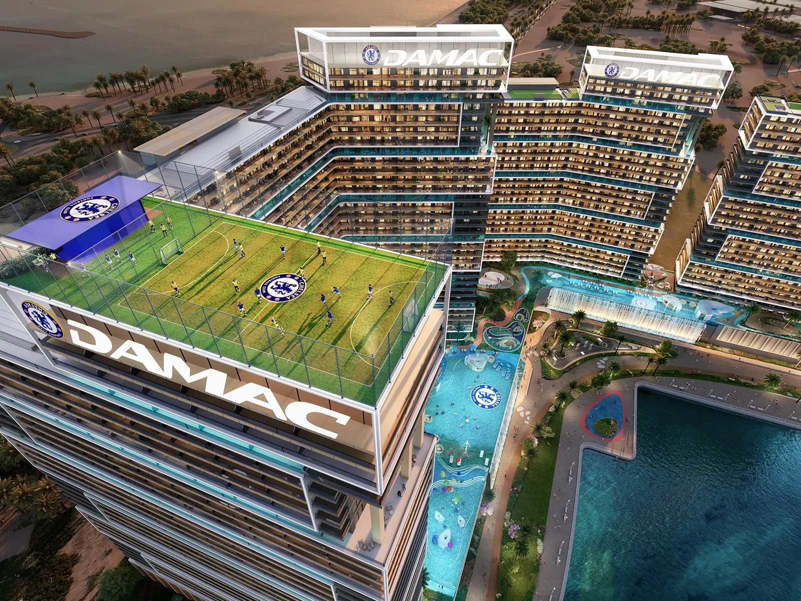 Image depicting Rooftop football pitch with panoramic views
